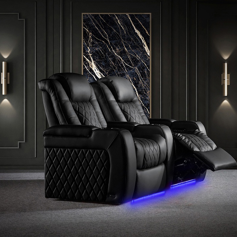 Home Cinema Recliners - طقم أريكة كرسي كهربائي جلدي للسينما