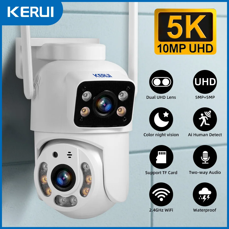 كاميرا KERUI Dual Lens HD 10MP - مراجعة Home Cinema Outdoor وسعره